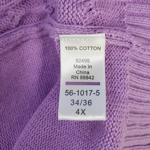 Woman Within Cotton Cable Knit Cardigan Sweater 4X (34/36) - Picture 7 of 8